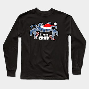 Christmas Matchng Maryland Blue Crab Gifts Christmas Sister Blue Crab Matching Family Holiday Picture Long Sleeve T-Shirt